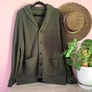 [Banana Republic] Men's Ribbed Shawl Cardigan in Camo Green, Size XL